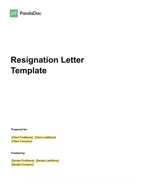 Resignation Letter Template