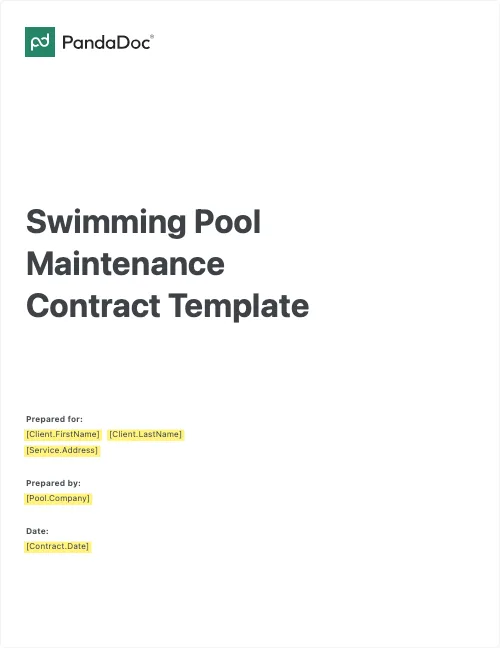 Swimming Pool Maintenance Contract Template