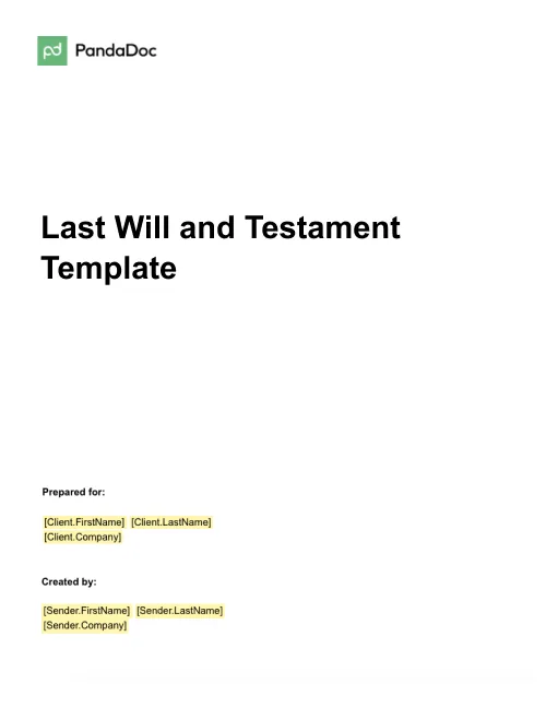 Last Will and Testament Template