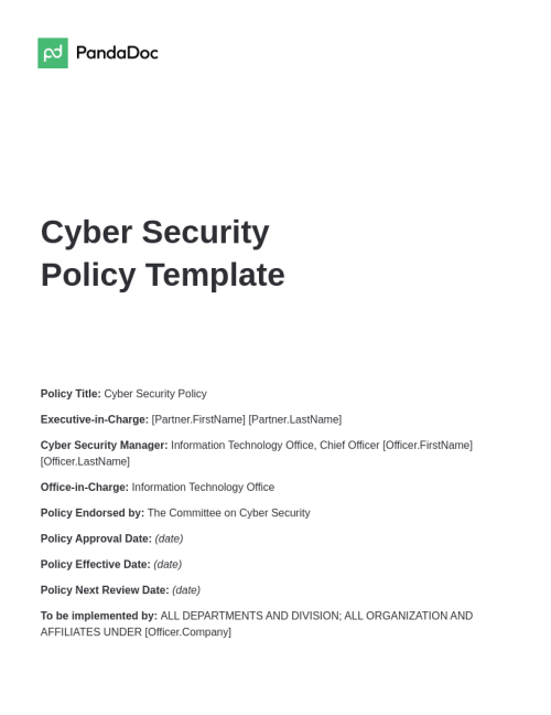 Cyber Security Policy Template