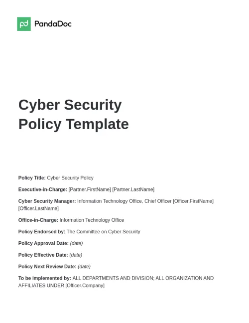 Cyber Security Policy Template