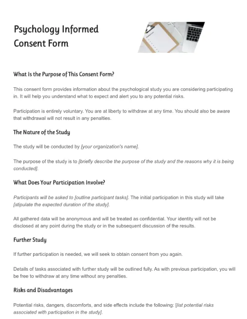 Psychology Consent Form