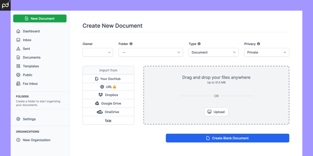 An Image Of The DocHub User Interface And Primary Dashboard
