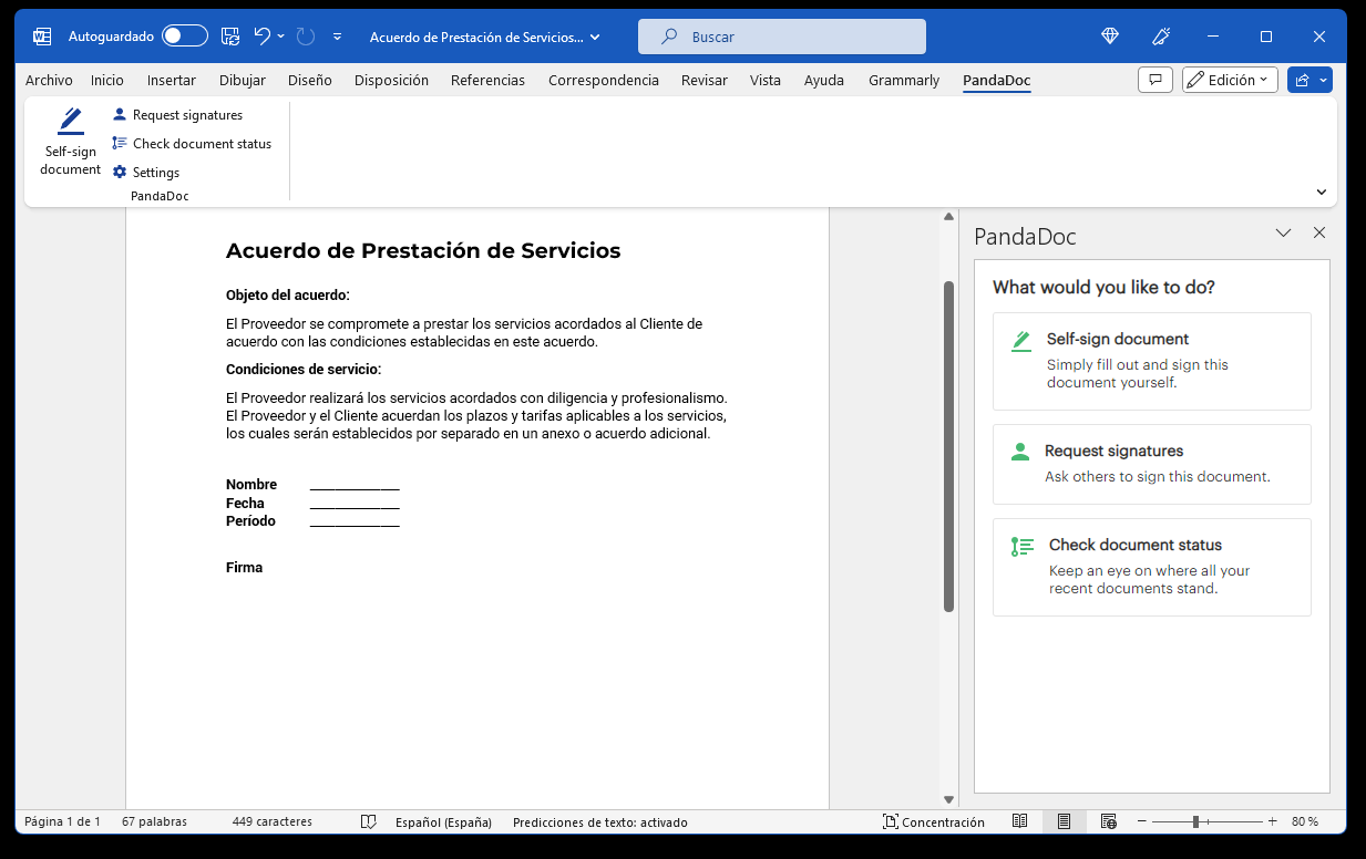 Image from Cómo insertar una firma en Word