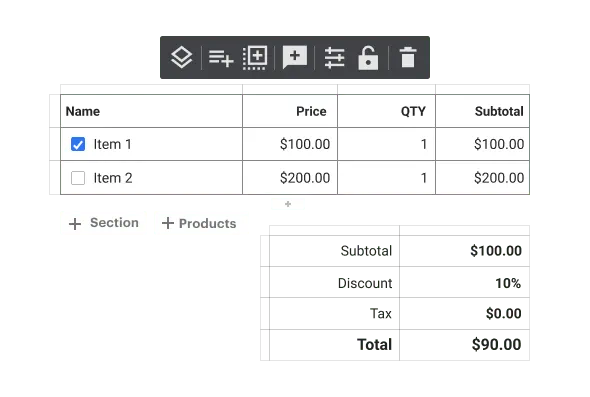 Pricing Table