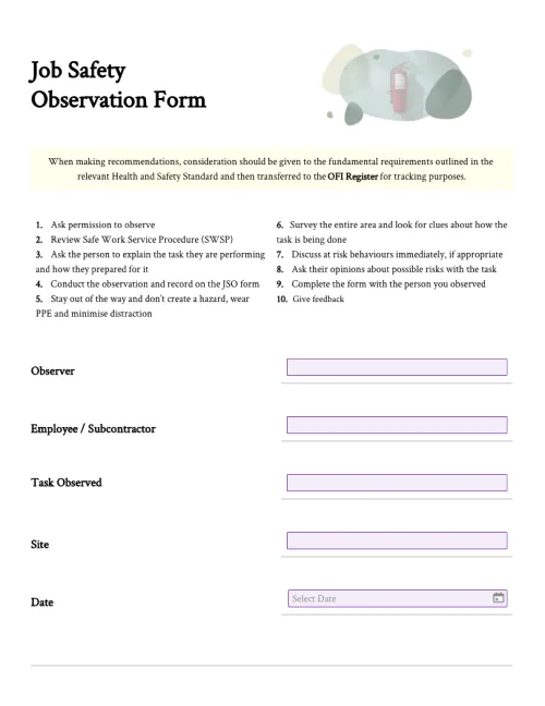 Job Safety Observation Form