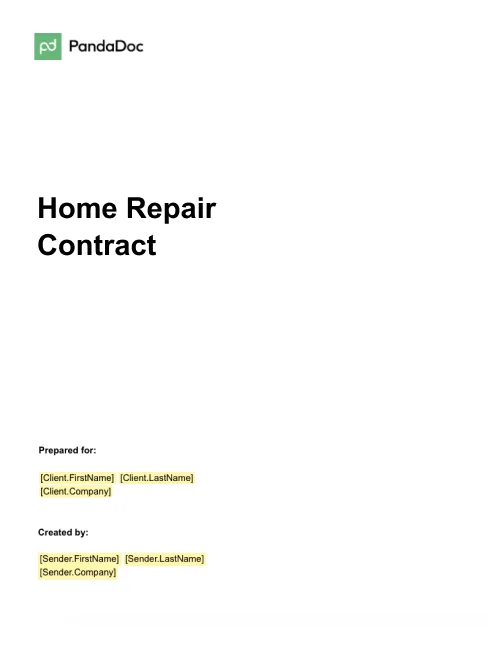 Home Repair Contract Template