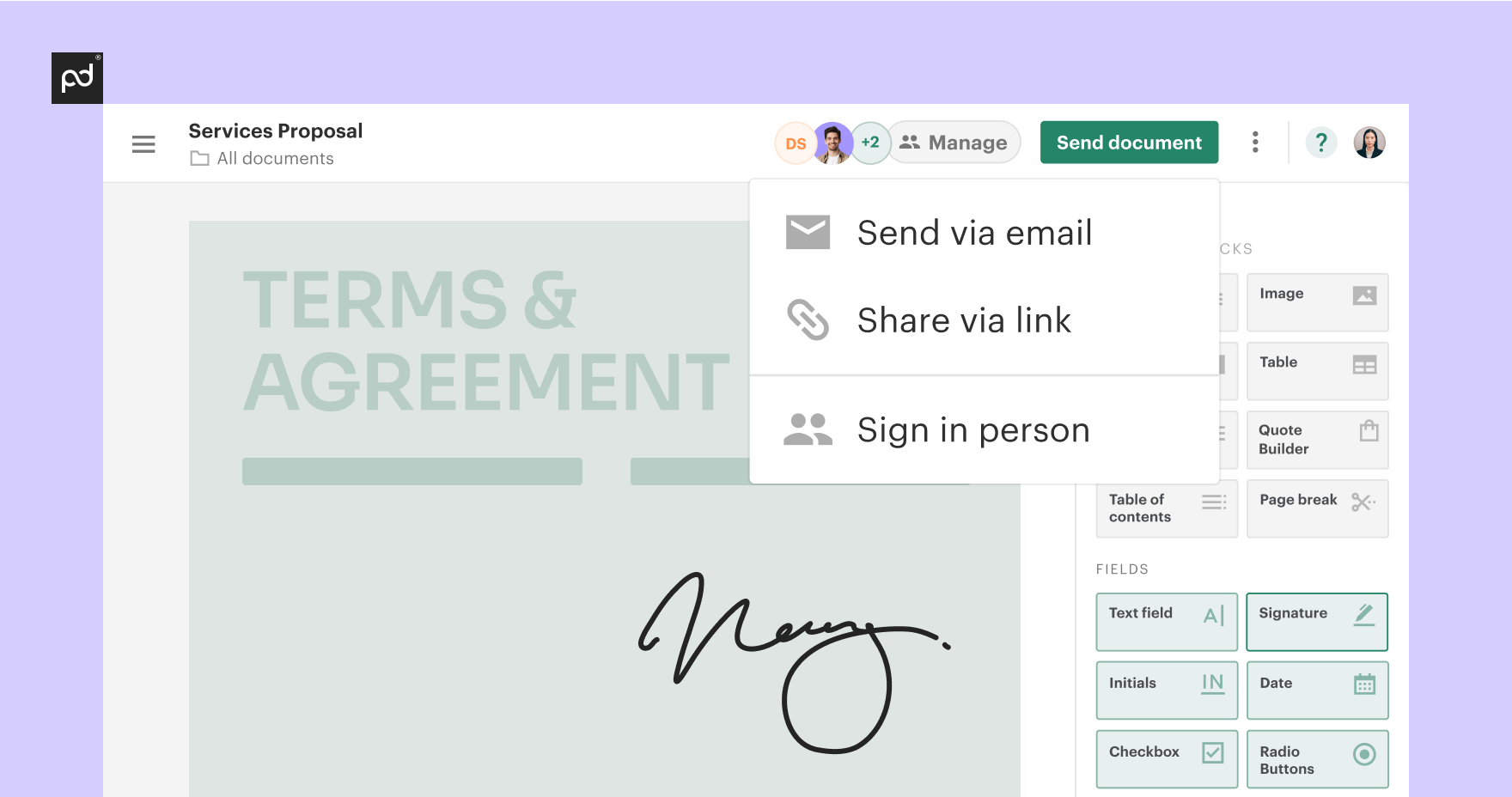 Send a signed document