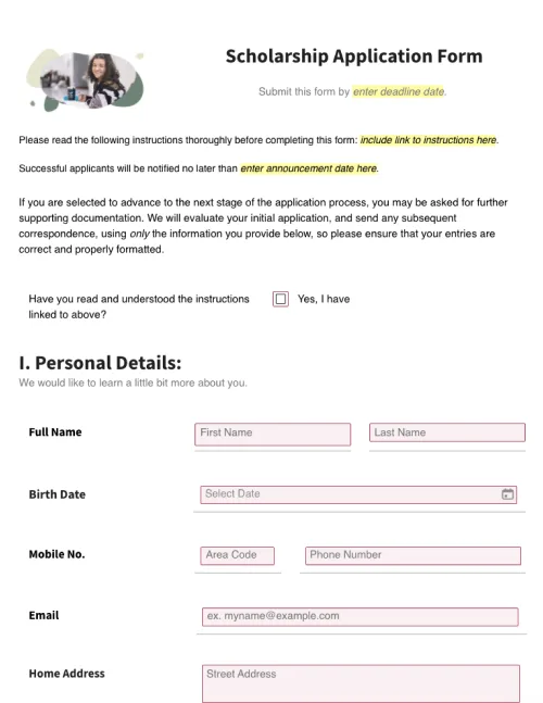 Scholarship Application Form