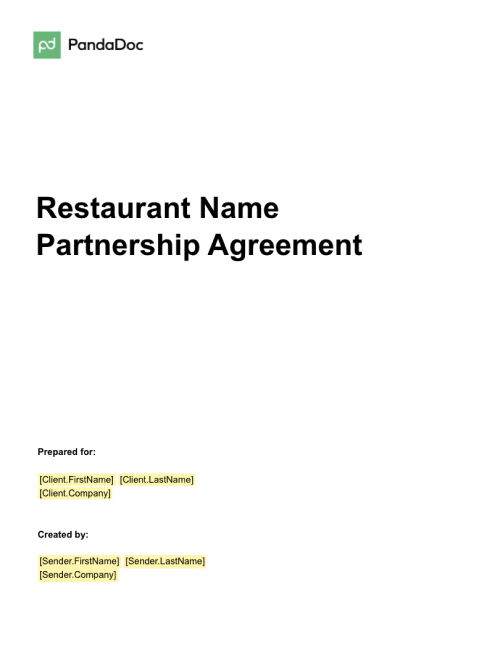 Restaurant Partnership Agreement