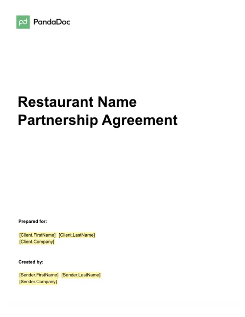 Restaurant Partnership Agreement