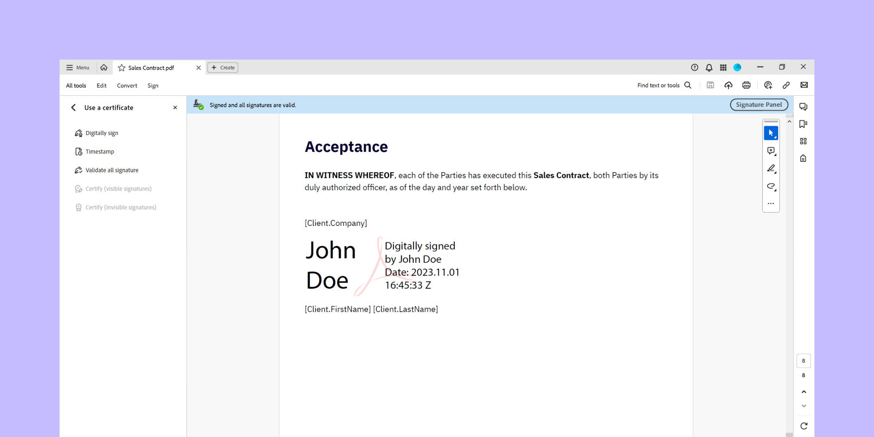 Signed PDF in Acrobat