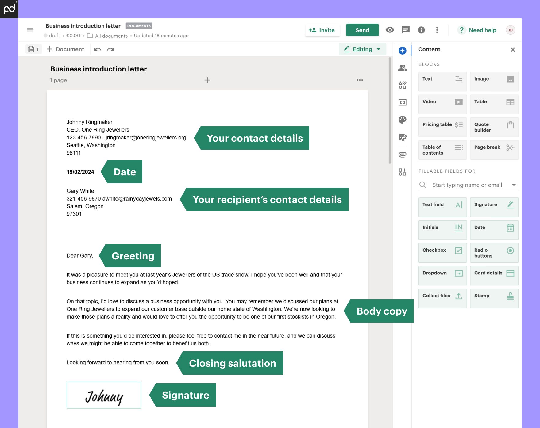 Business introduction letter detailed example