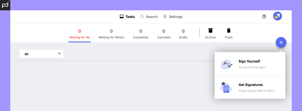 An Image Of The DottedSign User Interface And Primary Dashboard