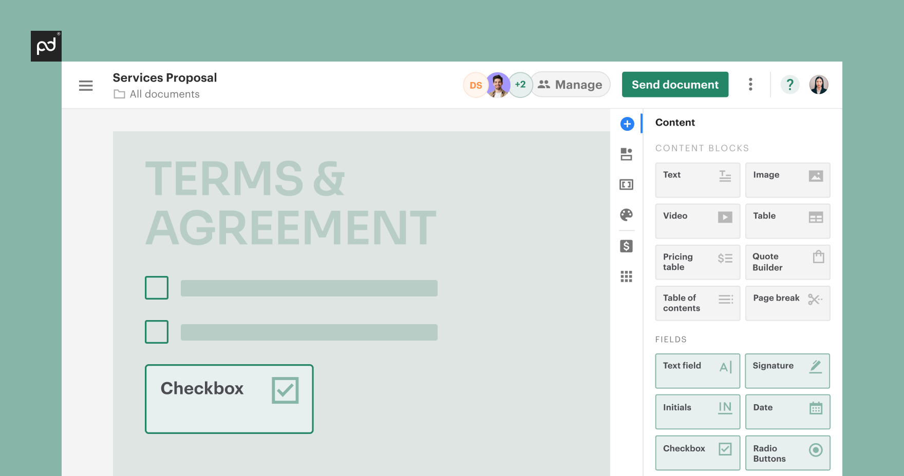Assign a recipient to the checkbox