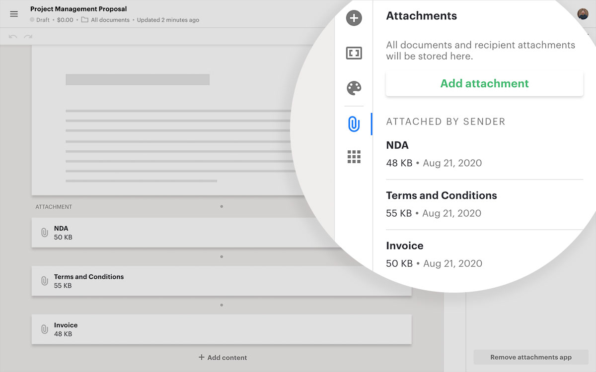 Featured: Attach files to your documents and templates