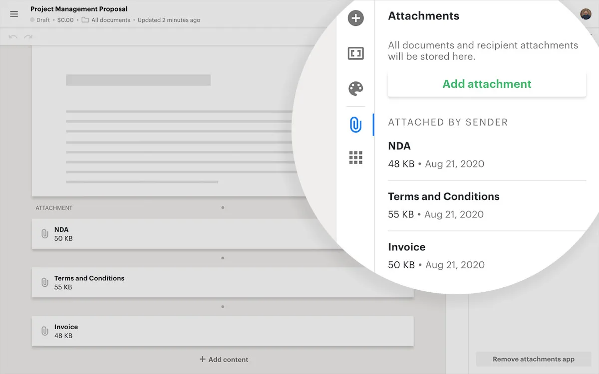 Featured: Attach files to your documents and templates