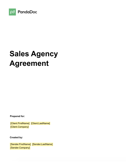 Sales Agency Agreement Template