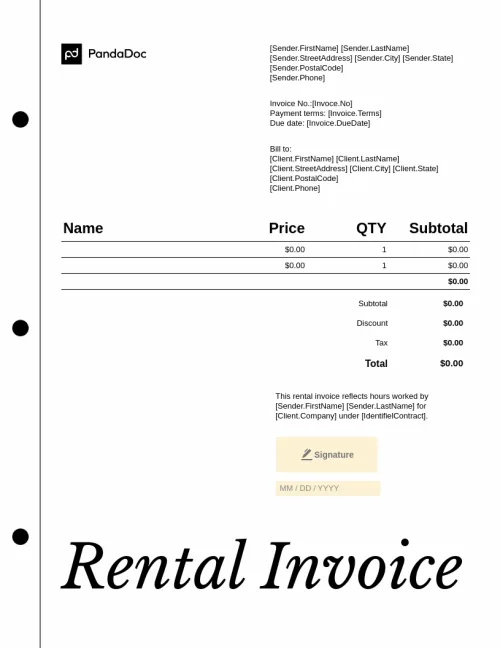 Rental Invoice Template