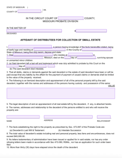 Small Estate Affidavit Missouri Form