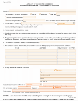Small Estate Affidavit Michigan Form