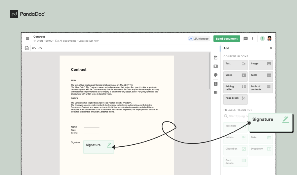 Start by adding a signature field to your document and setting up the required signers.