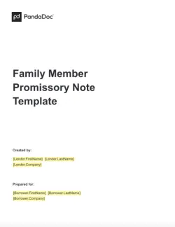 Family Member Promissory Note Template