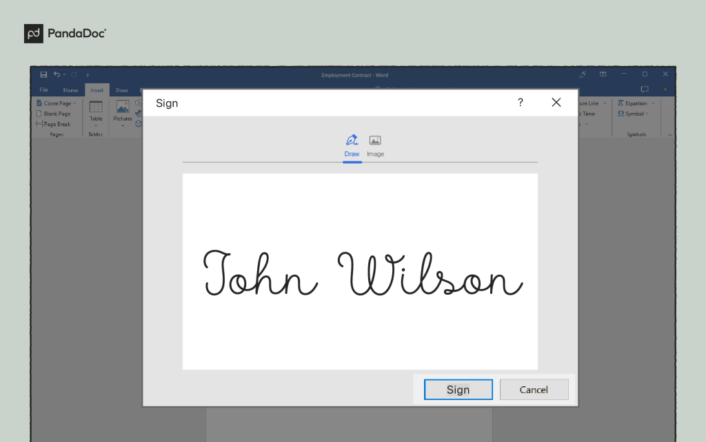 Complete the fields about signature details in the setup box that pops up and select your preferences for the signature box.