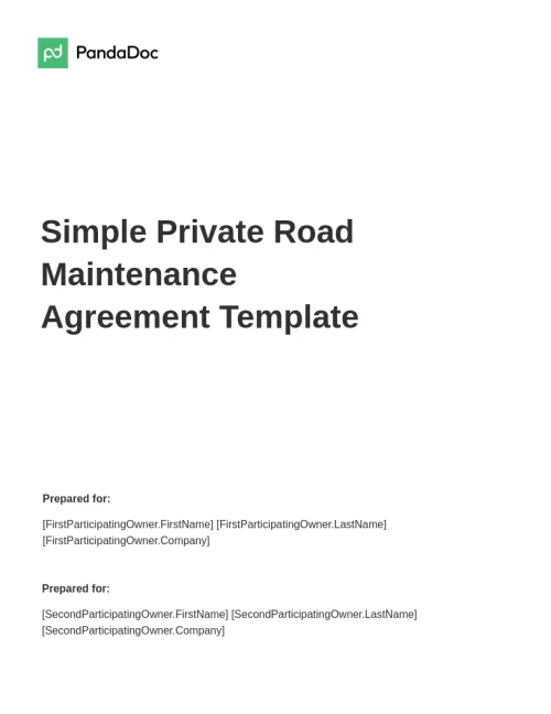 Simple Private Road Maintenance Agreement Template