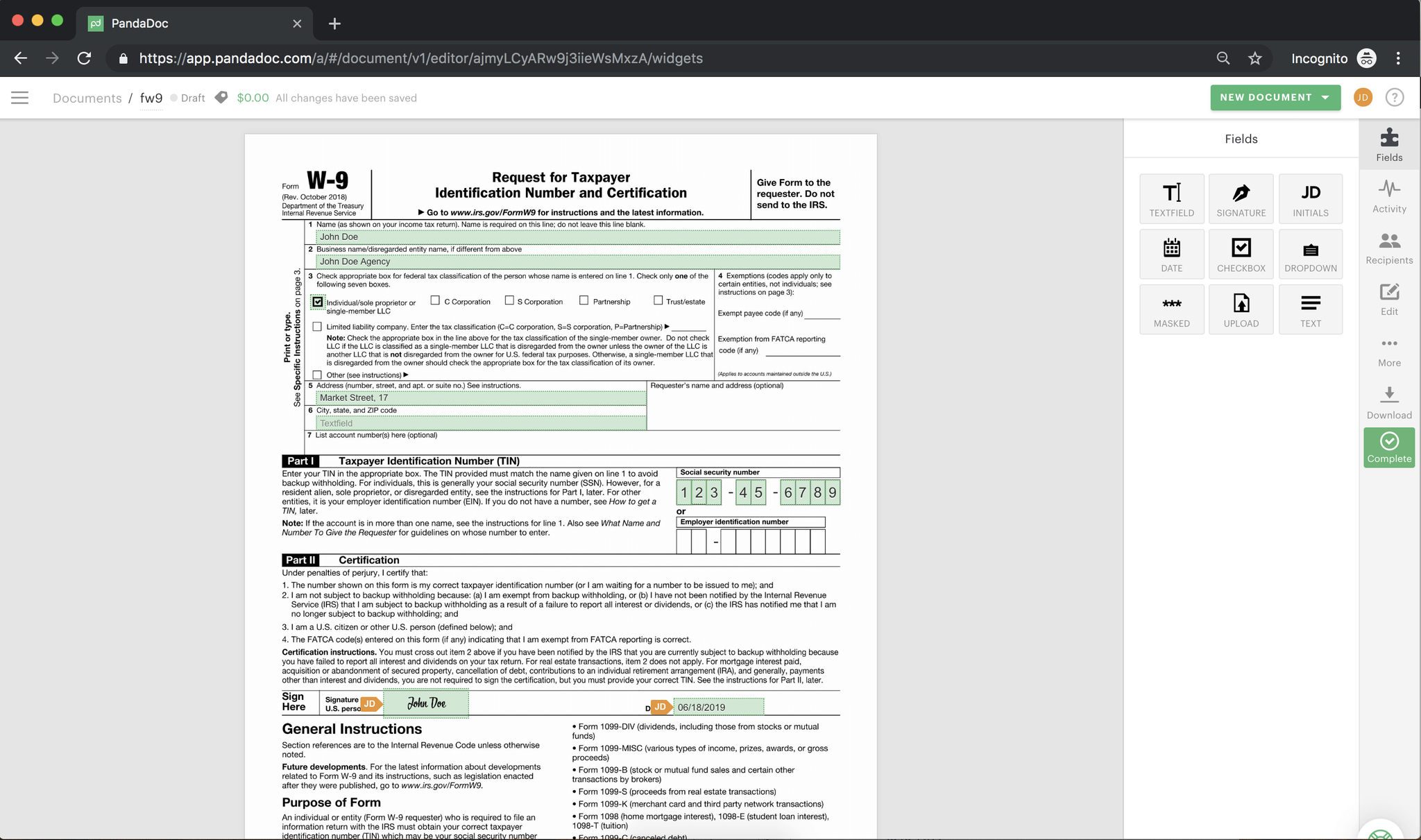 Complete and submit your finished W-9
