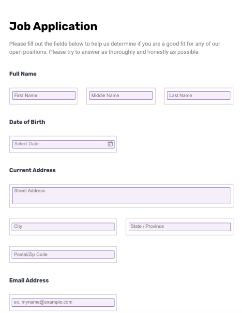 Job Application Form