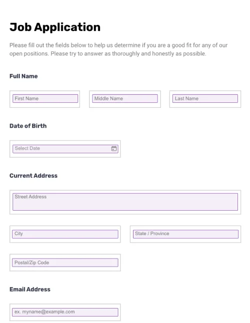 Job Application Form