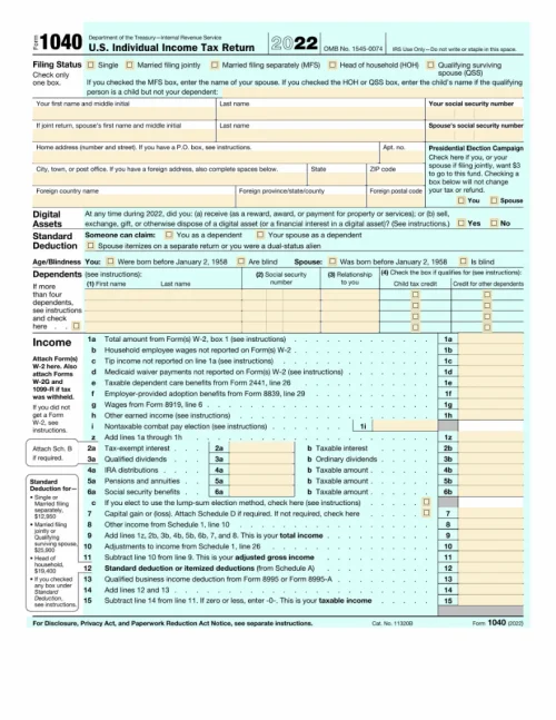 Template - Page - 1040 Form