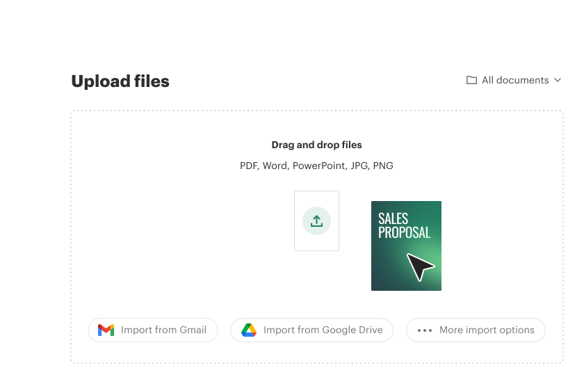 Upload files via drag and drop.