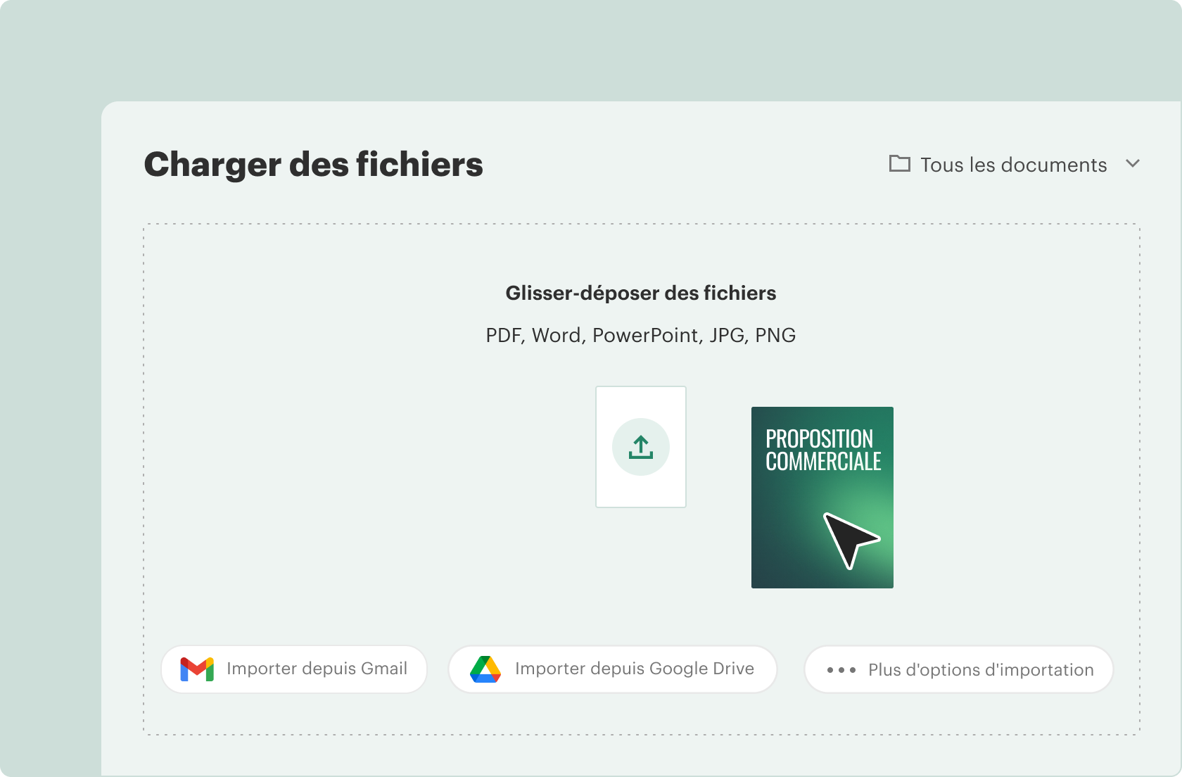 Upload files via drag and drop.