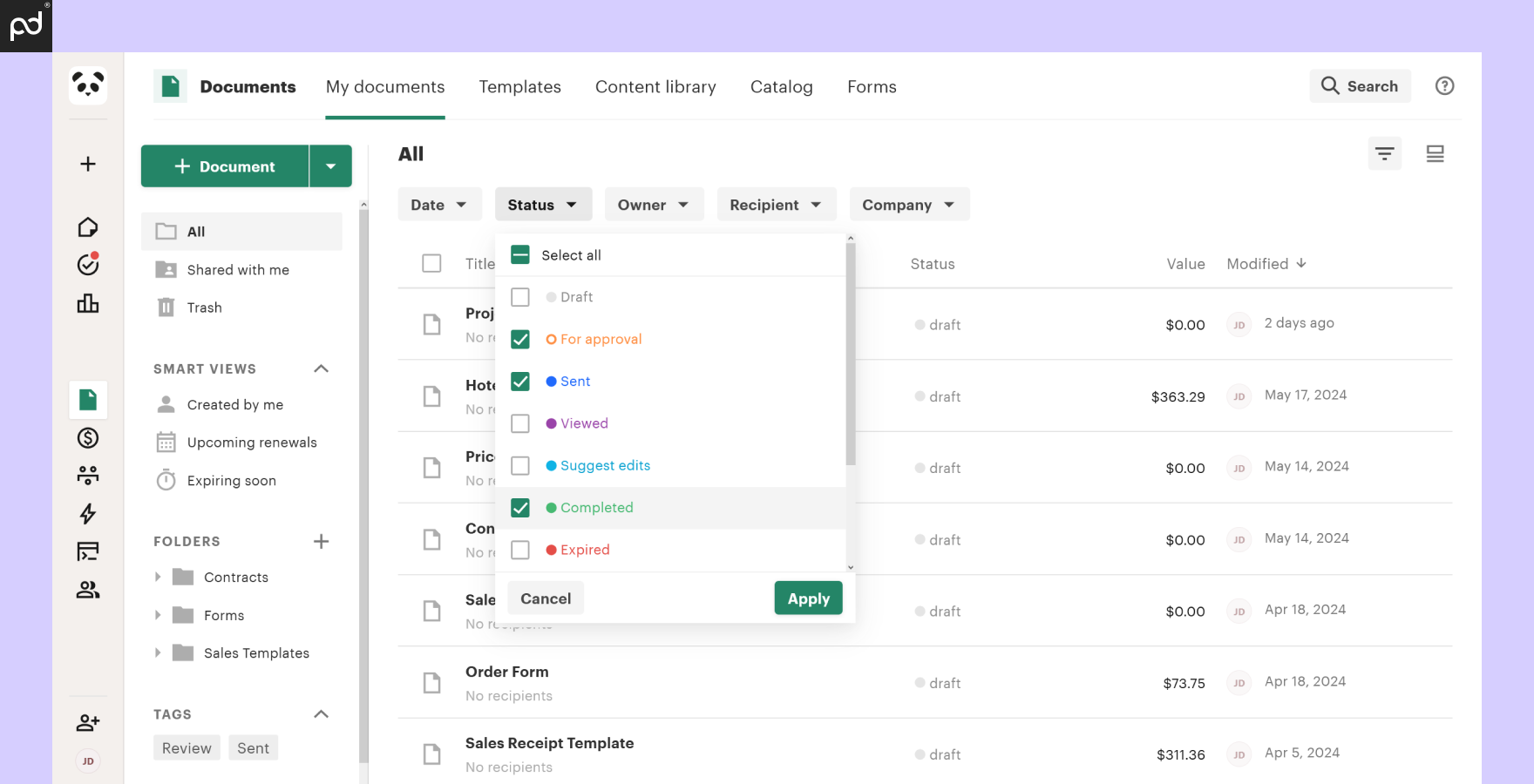 pandadoc document repository
