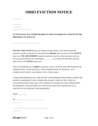 ohio eviction notice forms and templates lawdistrict