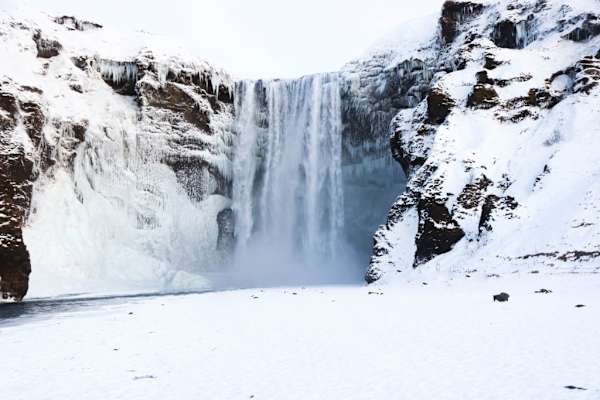 Skogafoss waterfall in winter