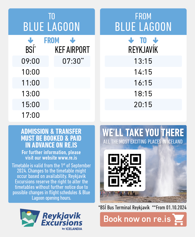 Blue Lagoon schedule 2024 August-October