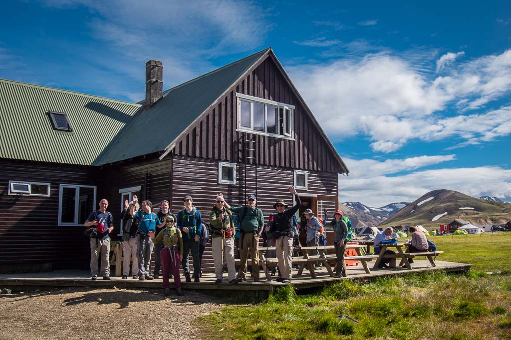 Group of hikers in Landmannalaugar, Iceland Highlands