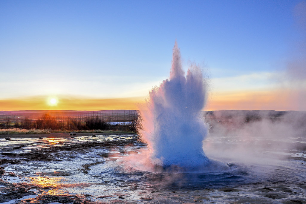 Strokkur geyser erupting iceland