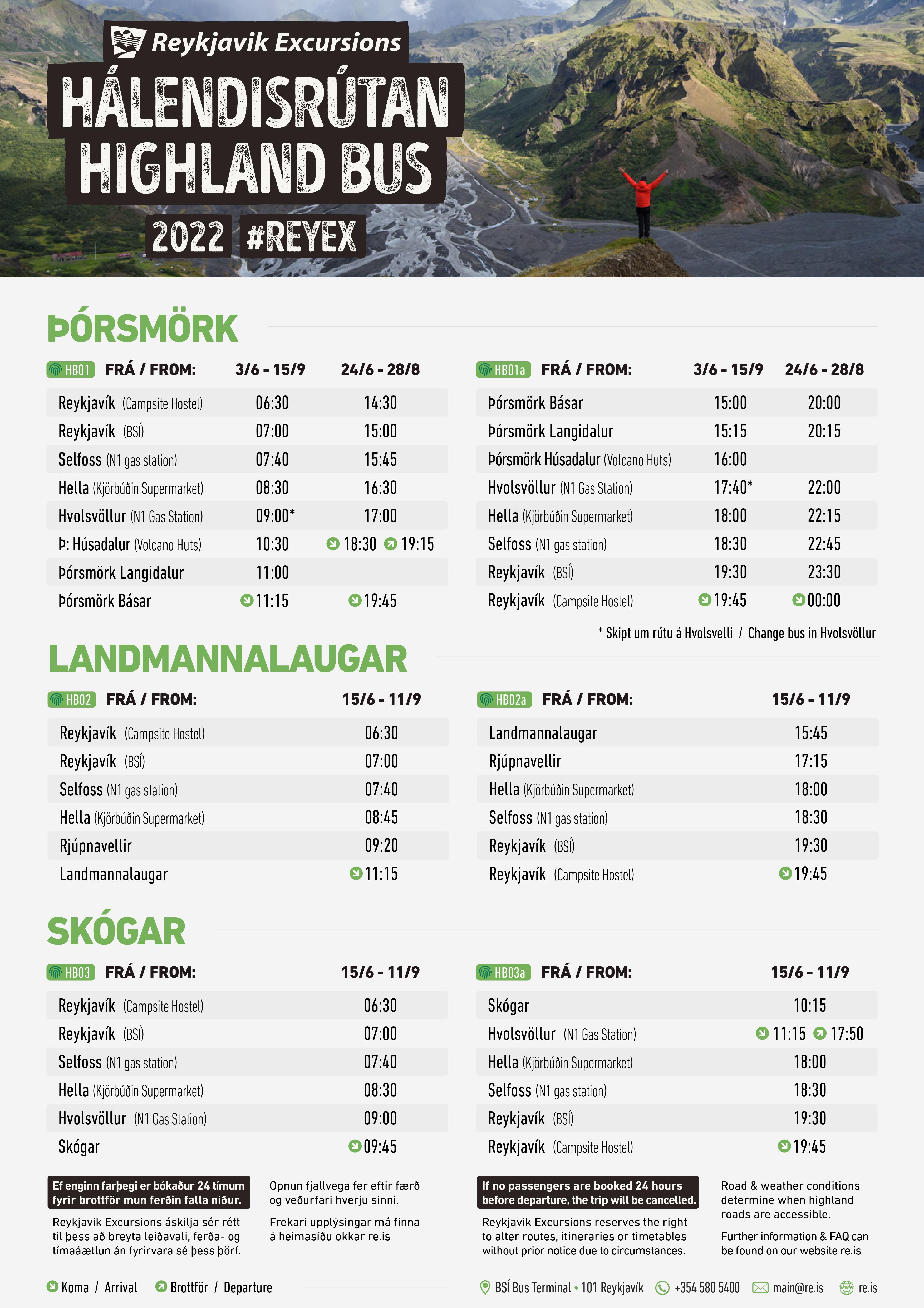 Highland Bus Summer Schedule 2022