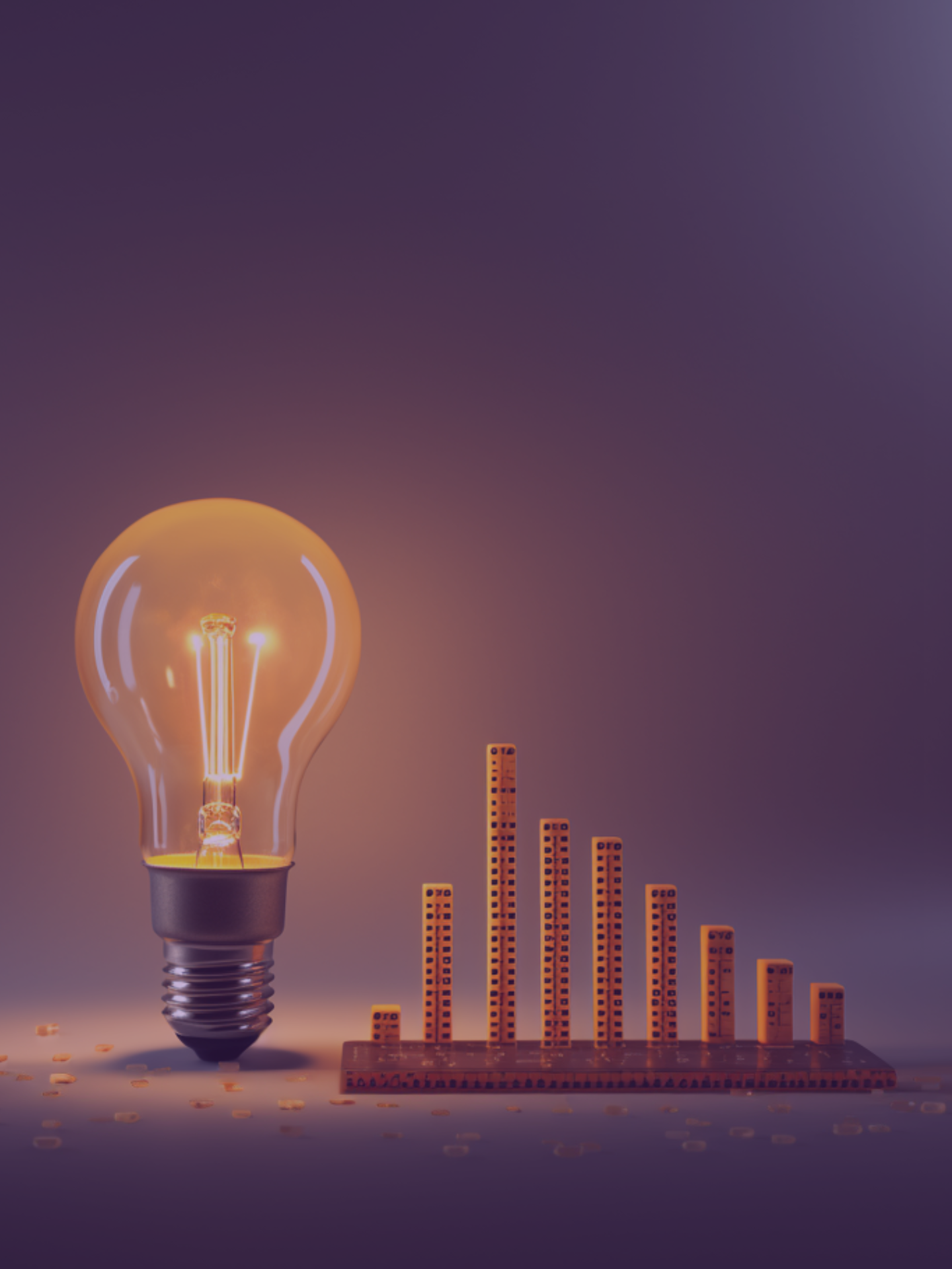 eine Glühbirne und Statistikbalken in hoher Auflösung 