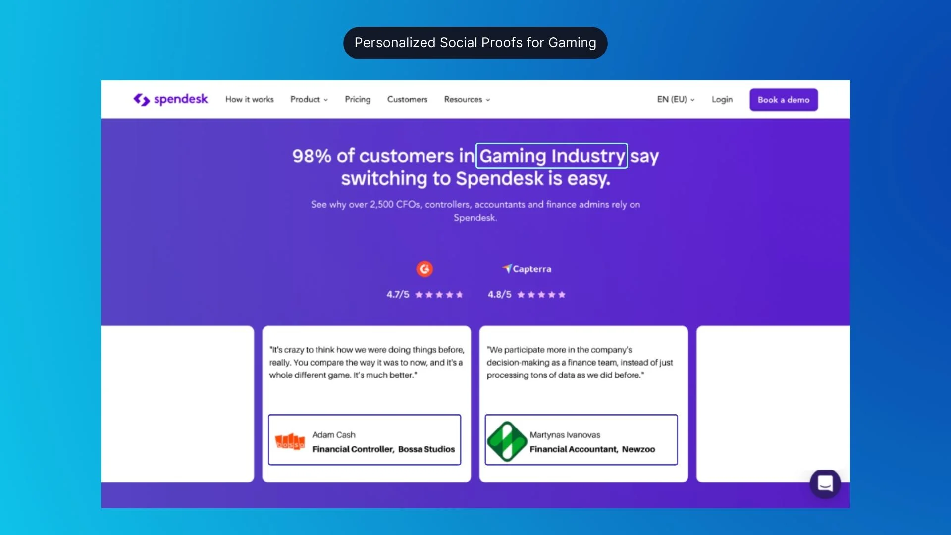 Social Proof Personalization Example (Spendesk) - After
