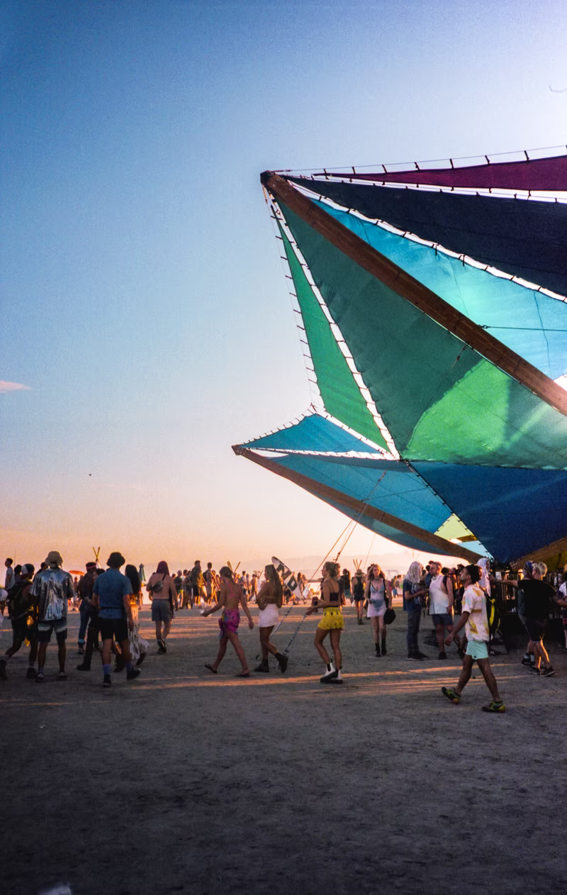 A stage at an outdoor festival