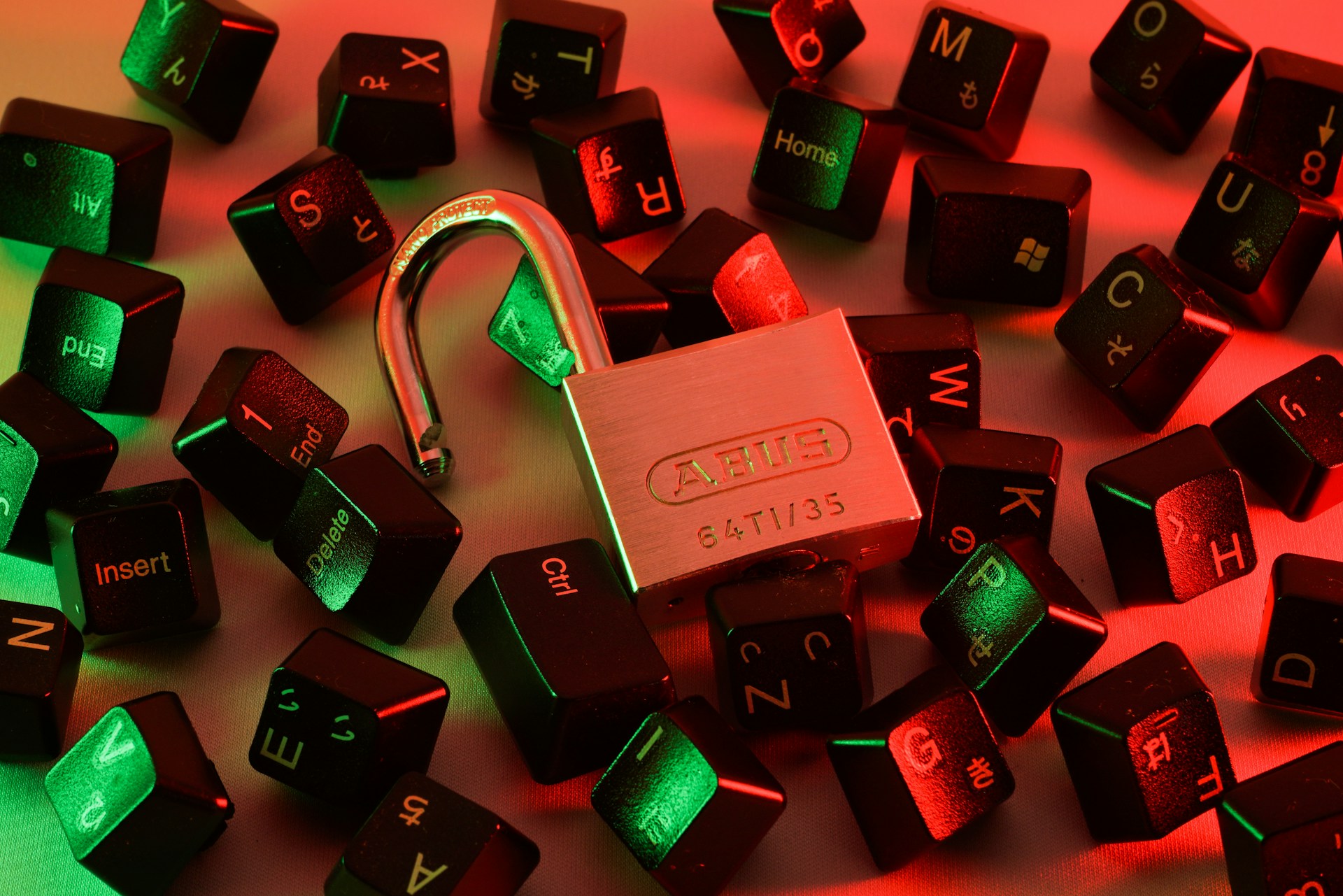 The lock laying between loose keyboard buttons