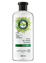 Botella de shampoo Té Verde y Menta de Herbal Essences 