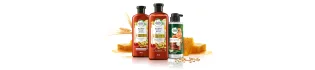 Botellas de shampoo, acondicionador y mascarilla de la colección con miel de manuka de Herbal Essences