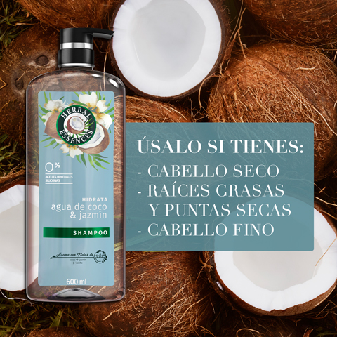 Shampoo Herbal Essences agua de coco y jazmín 400 ml