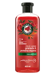 Botella de shampoo Granada y Proteína Vegana de Herbal Essences 
